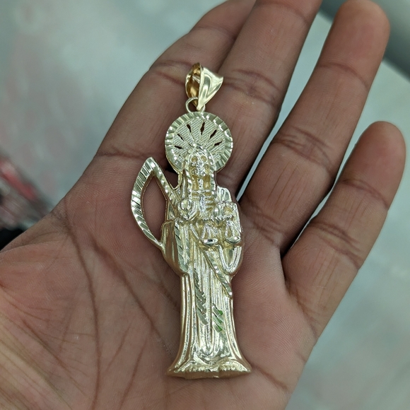 10kt Real Gold Santa Muerte Pendant